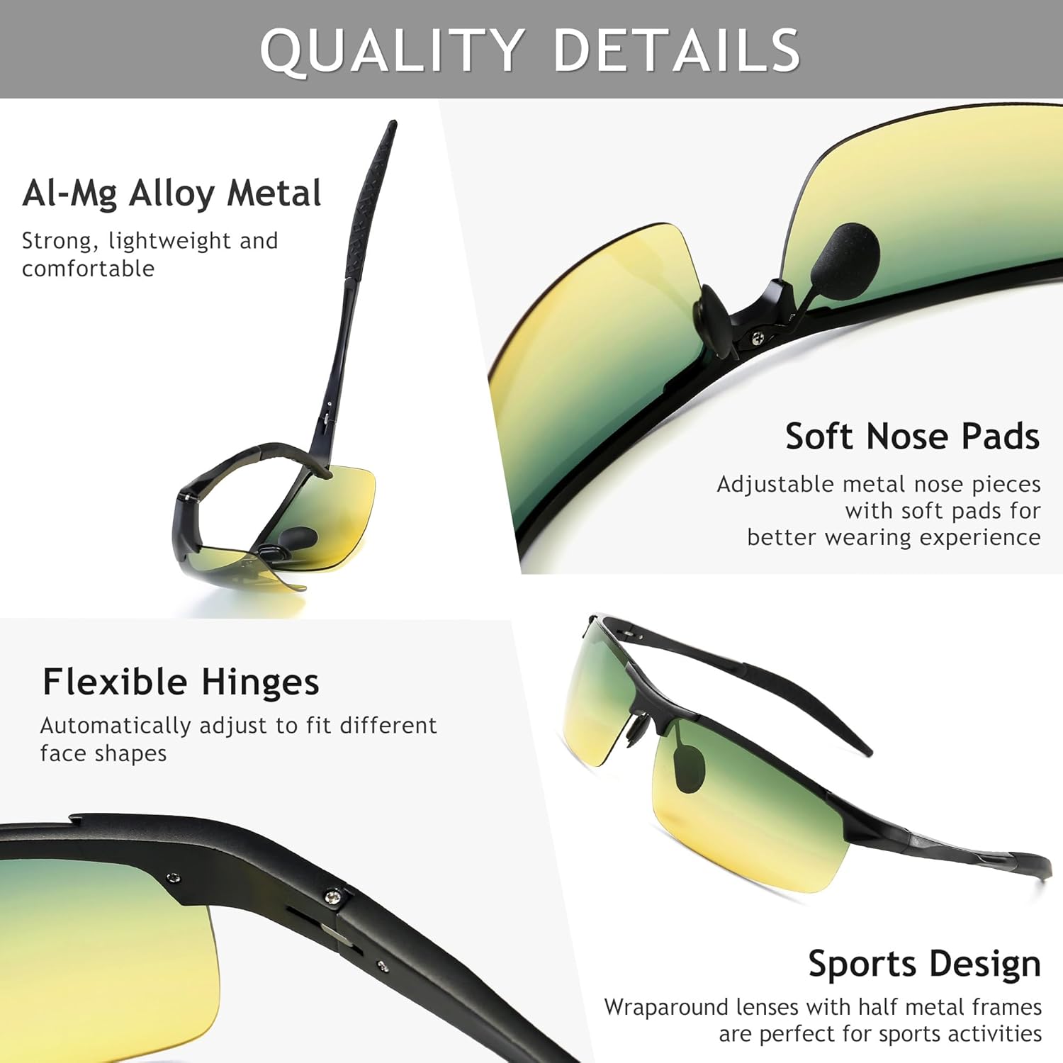 SUNGAIT Men's Polarized Sunglasses for Driving Fishing Golf Metal Frame UV400 - Image 4