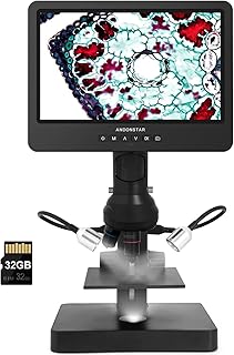 Andonstar 4000X UHD 2160P HDMI Digital Microscope AD249SP with 3 Lens 10 Inch LCD for Biological Observe and PCB Repairing,32G SD Card