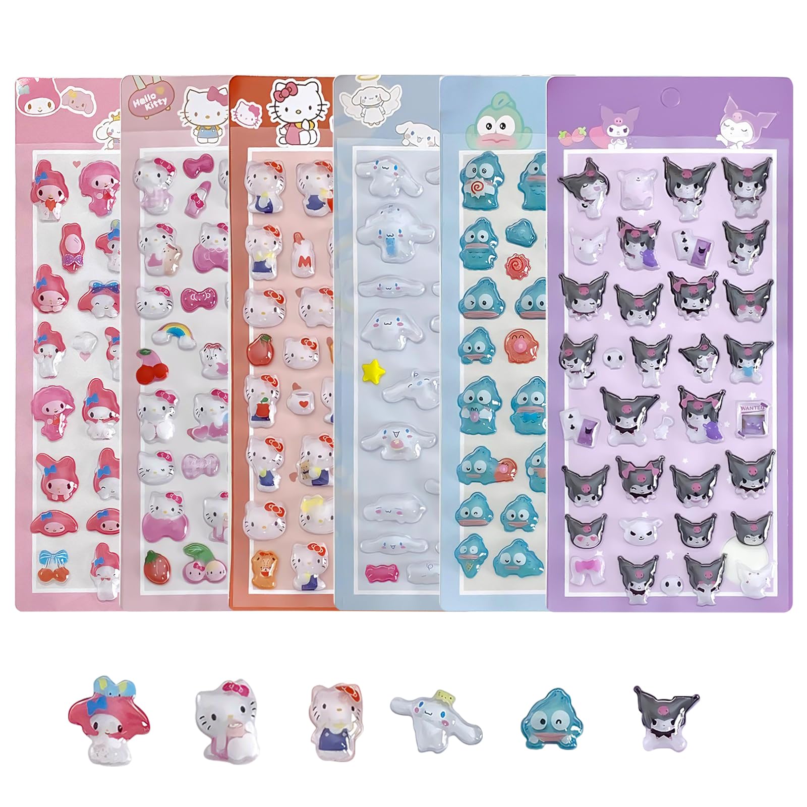 【6枚セット】ぷくぷくシール ぷっくりシール プクプク 3D立体 ふわふわ質感 かわいい 女の子 子供 可愛い動物デザイン 手帳・ノート・封筒装飾用 長期保存にも耐える