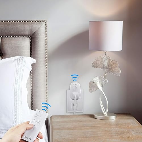 Miniatura 6 de Toma de control remoto para interiores, interruptor de luz remoto inalámbrico, rango de 100 pies, 3 tomas+1 control remoto, control simultáneo,