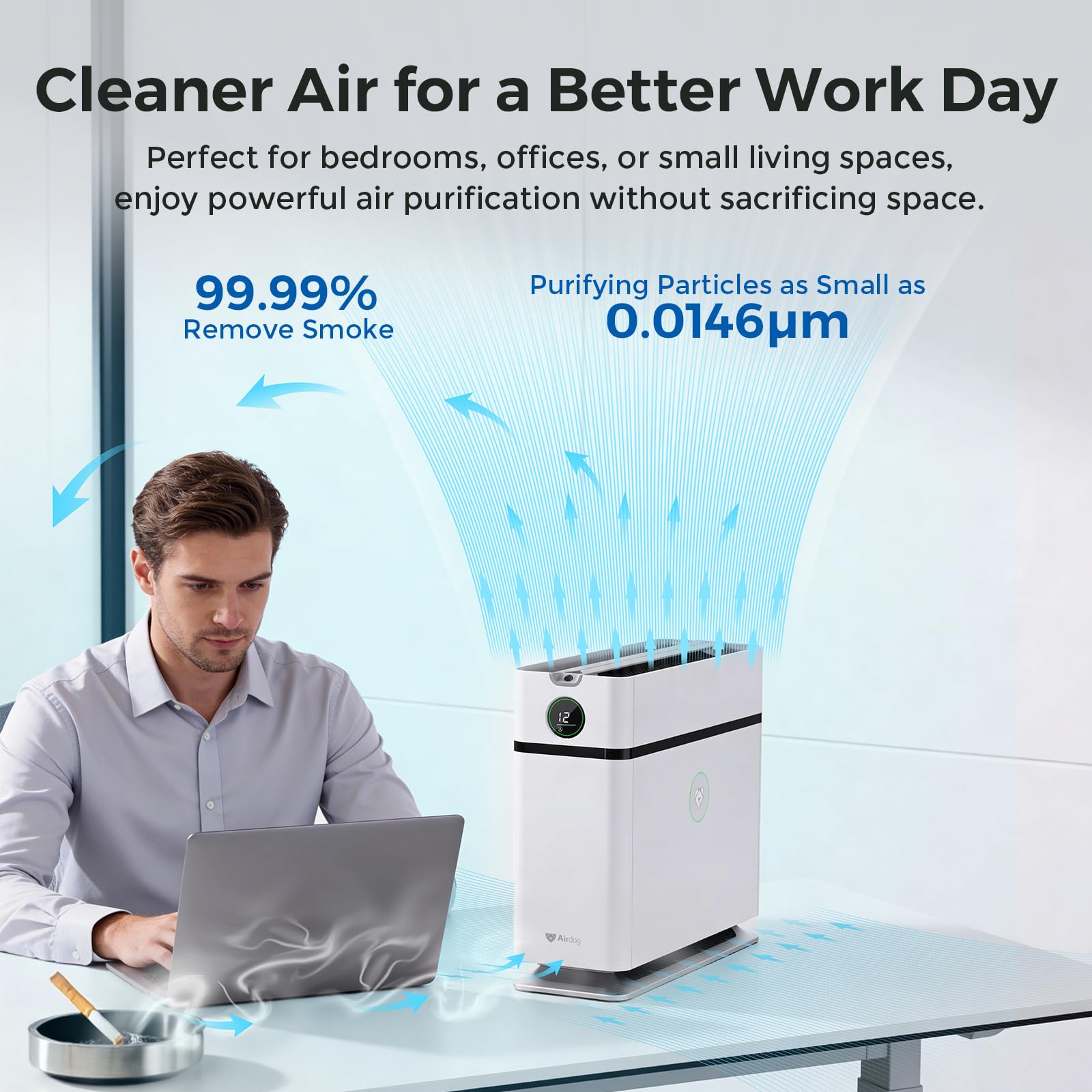 Airdog X1+ oczyszczacz powietrza do domu, technologia TPA do 20 razy skuteczniejsza niż HEPA, przenośny oczyszczacz powietrza do kampera z 3 trybami, sterowanie aplikacją dla alergików, zanieczyszczeń