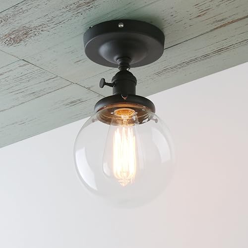 Miniatura 7 de Permo Mini lámpara de techo redonda de cristal transparente de 5.9 pulgadas (cromado)