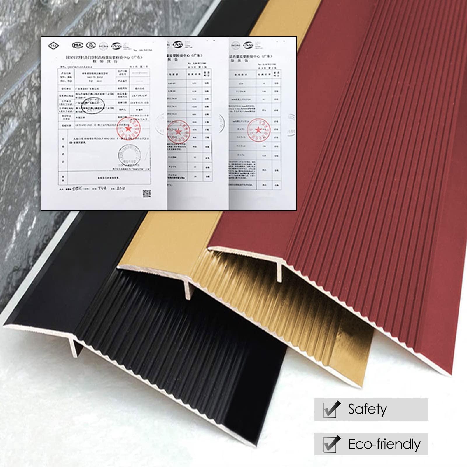 DYTWXG Schwarze Übergangsstreifen für Vinylböden, 10 cm extrabreiter Schwellenverkleinerer für Türöffnungen, Teppich-/Flieseneinfassung, Aluminium (Size : Length 115cm/45 in)