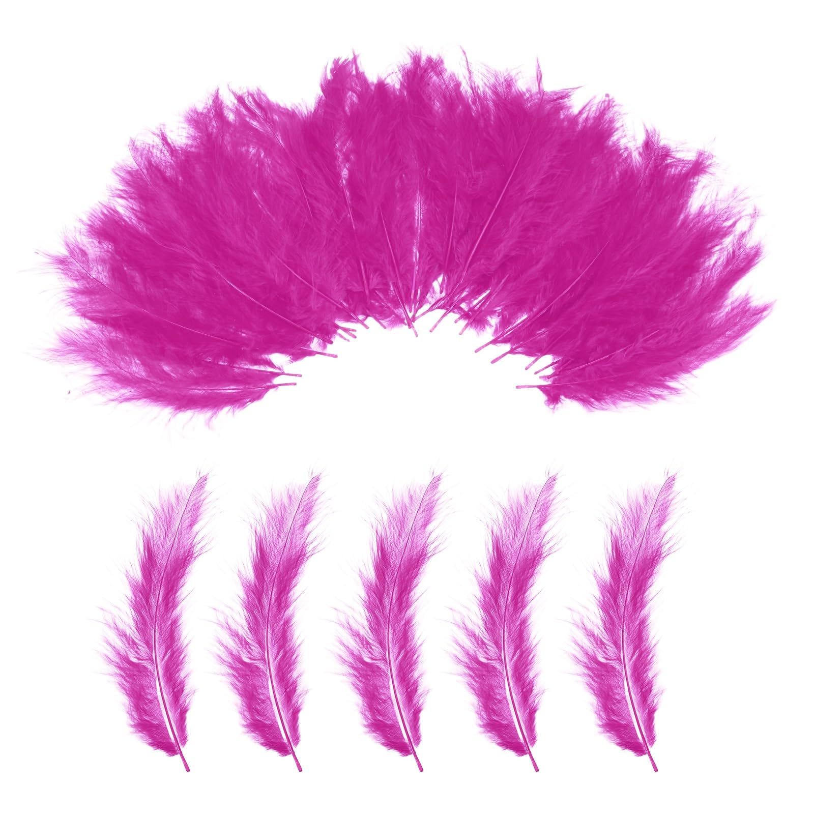PATIKIL 100 Pack Fluffy Turkey Marabou Feathers,4-6 Inches Hot Pink Natural Turkey Feathers for Crafting Dream Catcher Fringe Trim Fly Tying Party Decorations