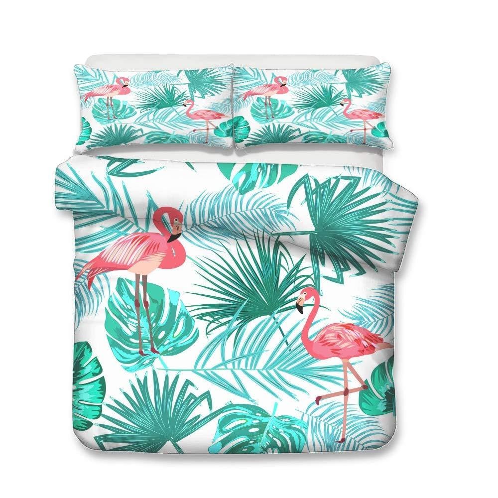 Morbuy Boys Turtle Leaf Duvet Cover Set For Single Double King Size Bed, 3D Flamingo Printed Microfiber Bedding Sets Duvet Set With Pillowcases And Quilt Case (Double-200X200cm,)