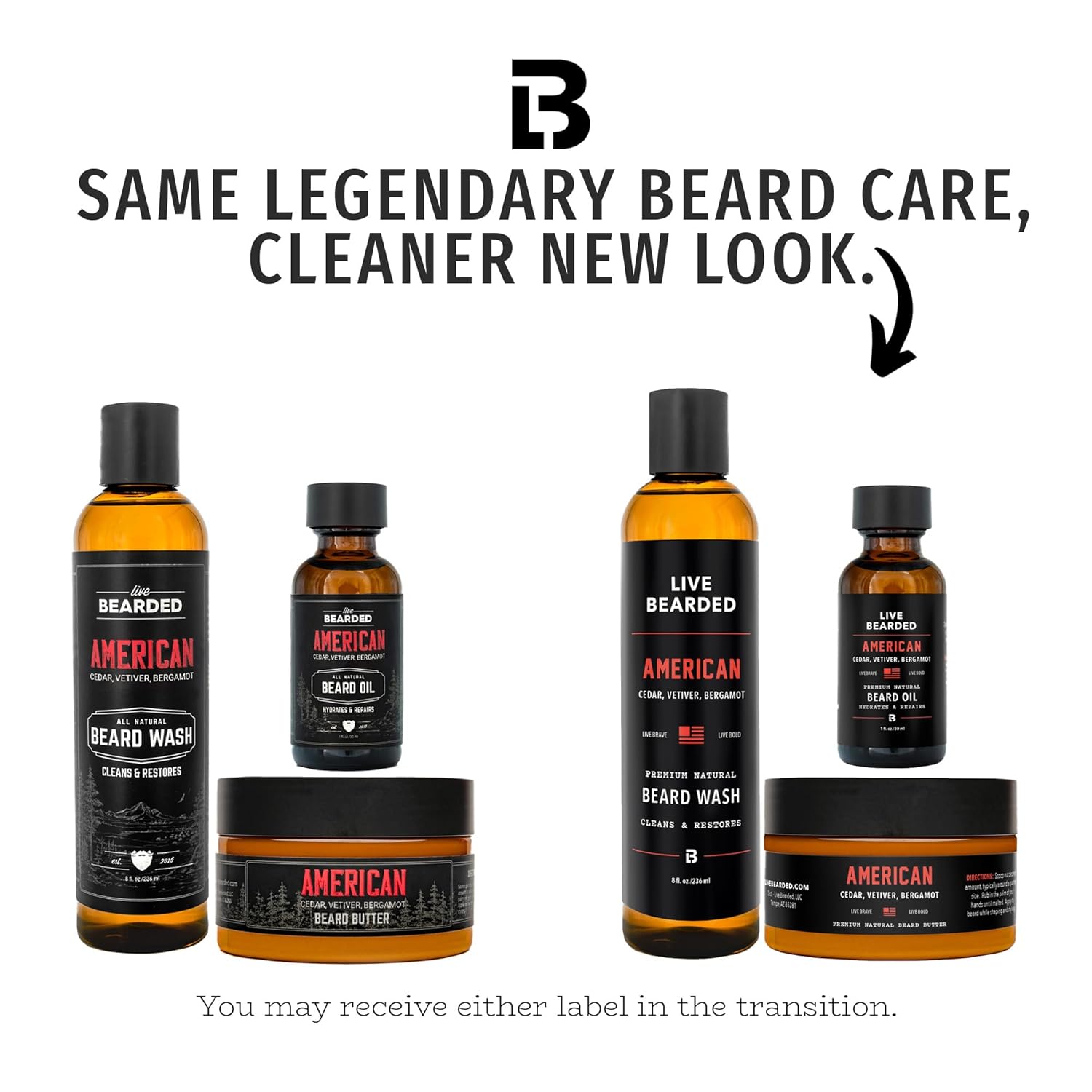 Live Bearded 3-Step Beard Grooming Kit - Wash, Oil and Butter - Made in the USA - All-Natural Ingredients with Shea, Jojoba - Growth Support | American Scent - Cedar, Vetiver, Bergamot - Image 2