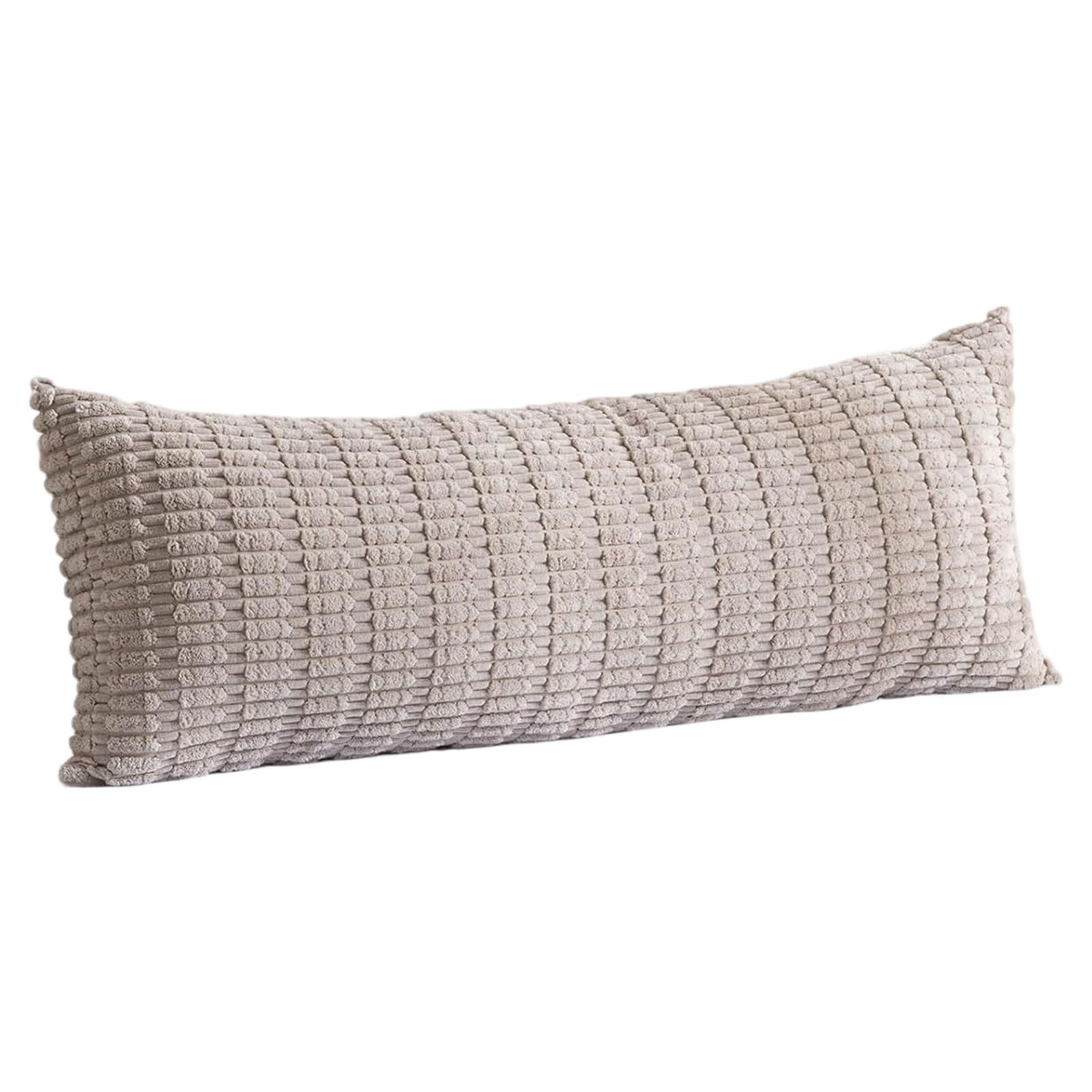 Pangboer Khaki Sofa Backrest Pillow Cover Long Corduroy Reversible Textured Slip-On Construction For Lounge Bed Layered Decor Accent Body Pillow Sham Backrest Cushion Sham Corduroy Reversible Sofa Rest Cover Reading
