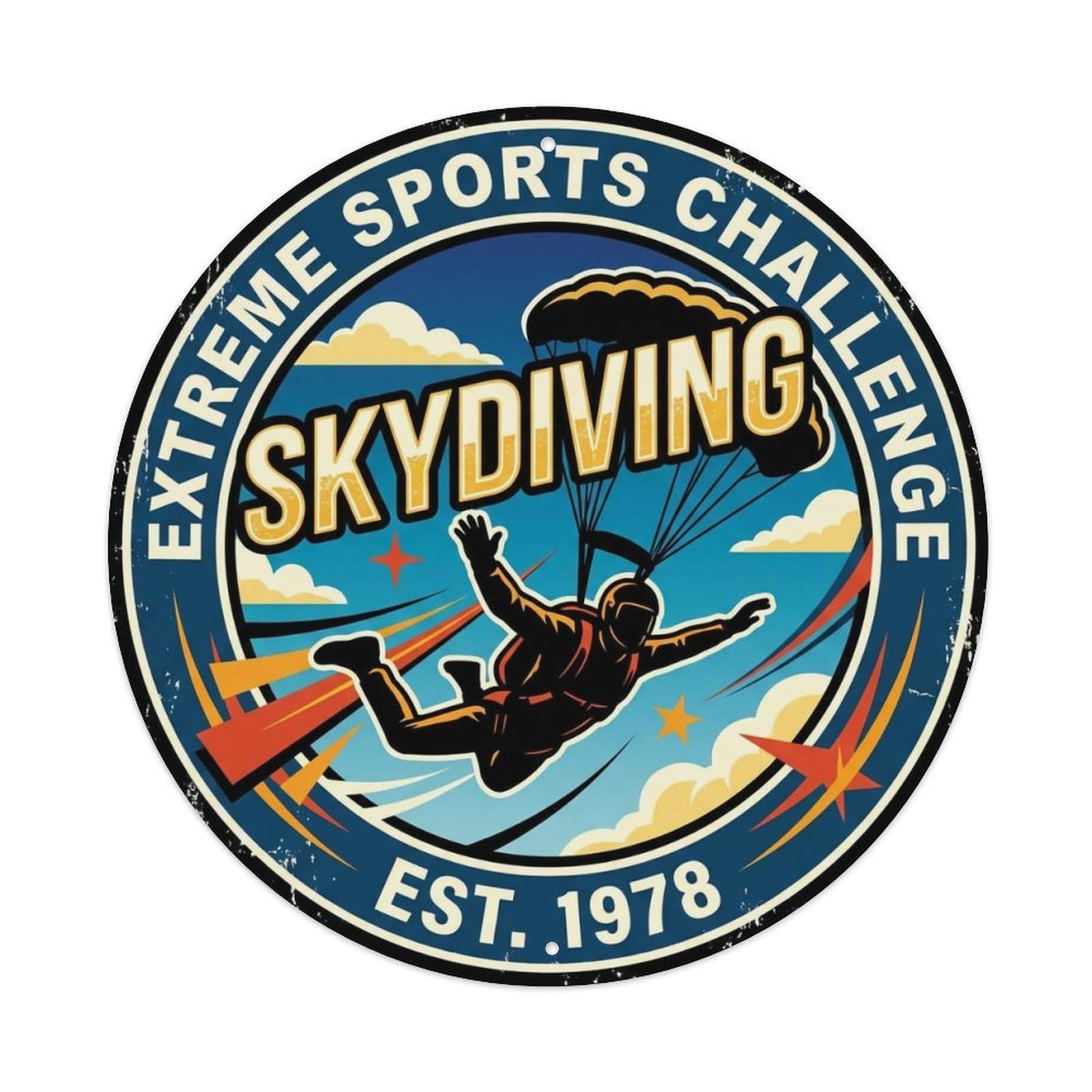 Vintage Skydiving Extreme Sports Badge Metal Tin Sign