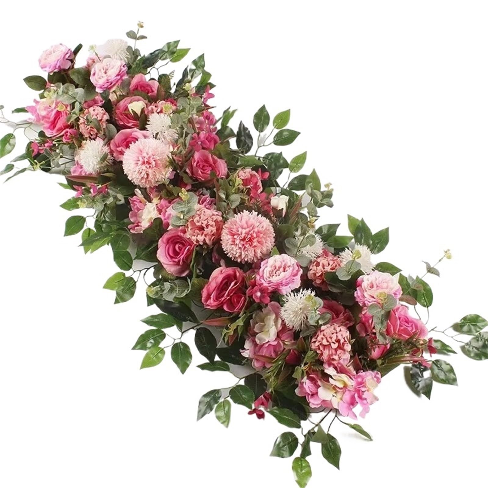 Dcrxz Artificial Flowers 100cm Artificial White Rose Flower Garland Wedding Floral Arrangement Eucalyptus Greenery For Party Home Decor(100cm Deep pink)