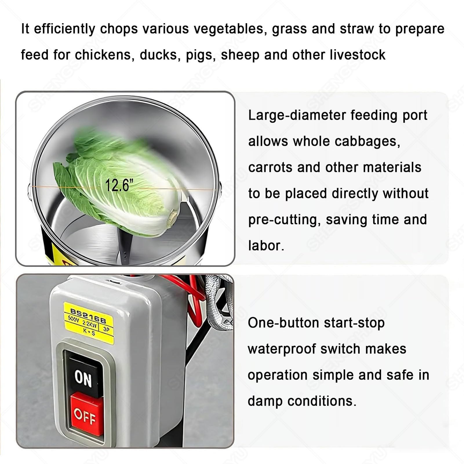 Tritatutto Verdure Elettrico 1800W,Trituratore Alimenti Animali,Motore Brushless in Rame Puro,3500 Giri/Min,Lame in Lega di Titanio,Tritacarne Verde/Tritaforaggio