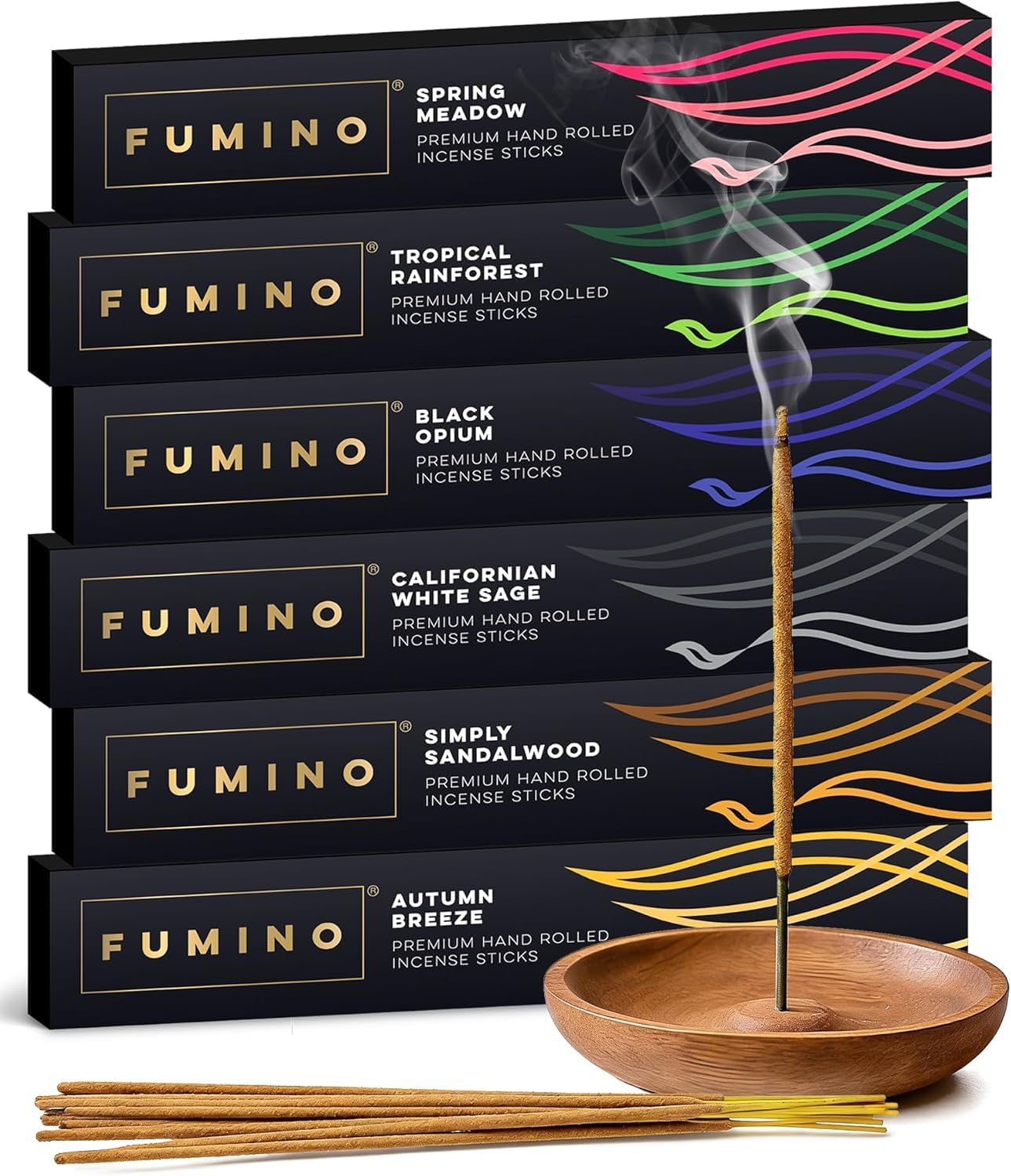 Incense Sticks Fumino Fresh Handmade Multipack Essentials Bundle 6 Boxes 84 Pieces (3oz) Masala Agarbatti Joss Scent Fragrance for Relaxation and Meditation, Home and House Decor