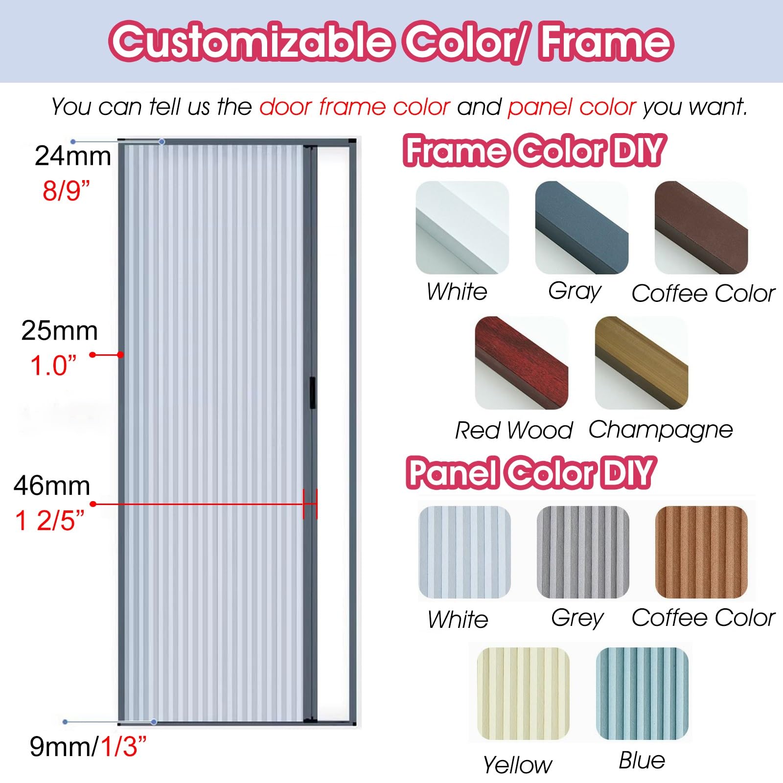 ZIMGOD Falttür Schiebetür Ohne Bohren - Platzsparende Ziehharmonika-Tür 76x203cm