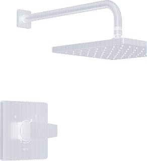 Delta Modern 14 Series Square Rain Shower Faucet Set, Brushed Nickel Shower Head and Handle Set, Valve Trim Kit, Spotshield Stainless T14268-SP-PP (Valve Not Included)