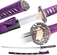 Vista 7 de Katana Sword, Handmade Samurai Sword 9260 Spring Steel - Plum Blossom Design, Full Tang & Clay Tempered - Ideal for Training, Practice, Collection &