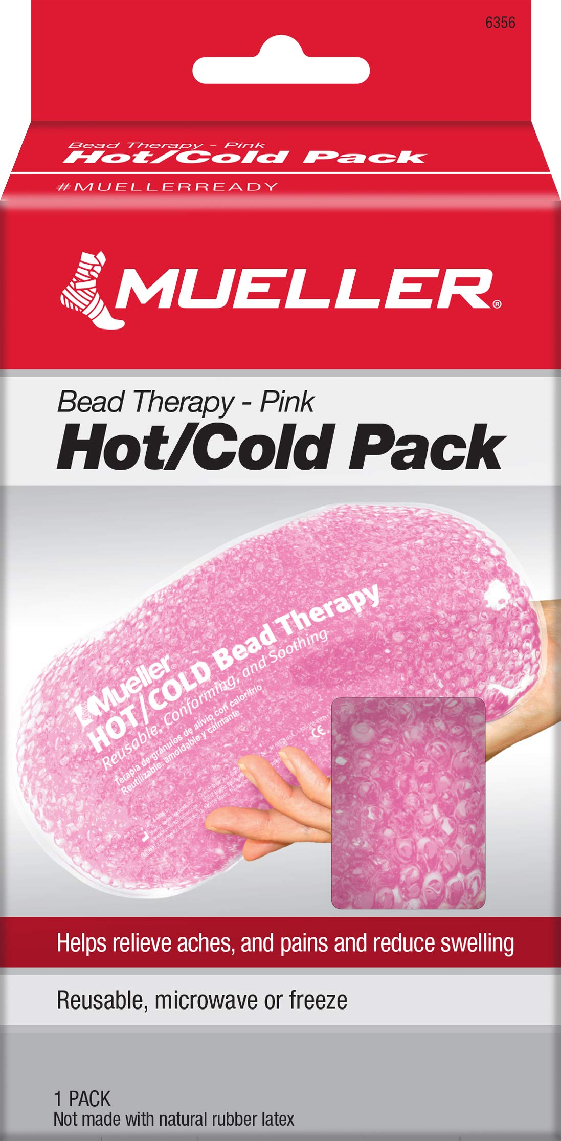 MUELLER Sports Medicine Beaded Reusable Cold/Hot Pack, Ideal for Treatment of Minor scrapes, Bruises, Aches, Sprains and Headaches, Heat/Cold Compression Therapy, 10.4"x5"