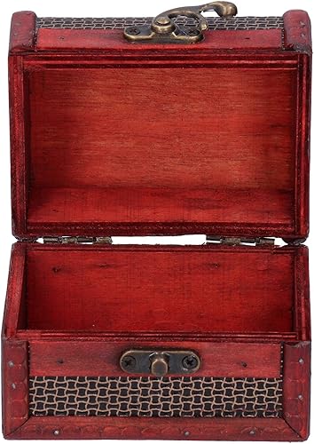 Miniatura 8 de Caja de madera retro, 4 piezas pequeñas de almacenamiento de joyas, caja de almacenamiento de madera para recuerdos, mini caja del tesoro con tapa