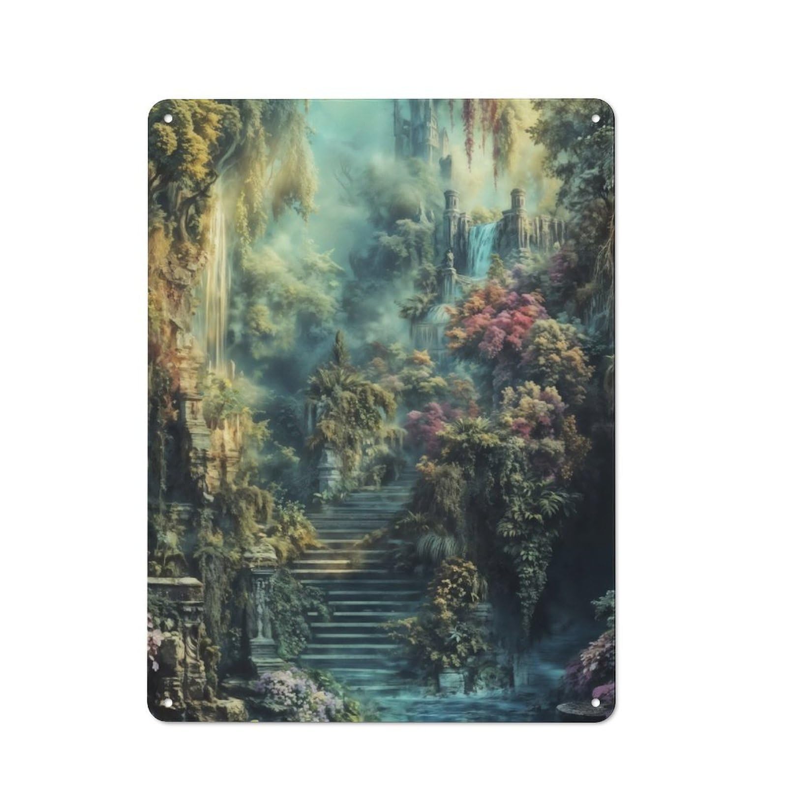 Junmoney Enchanted Garden Path Printed Metal Sign 40X30cm For Café Or Restaurant, New-Space Wall Decor For Café Owners And Decorators