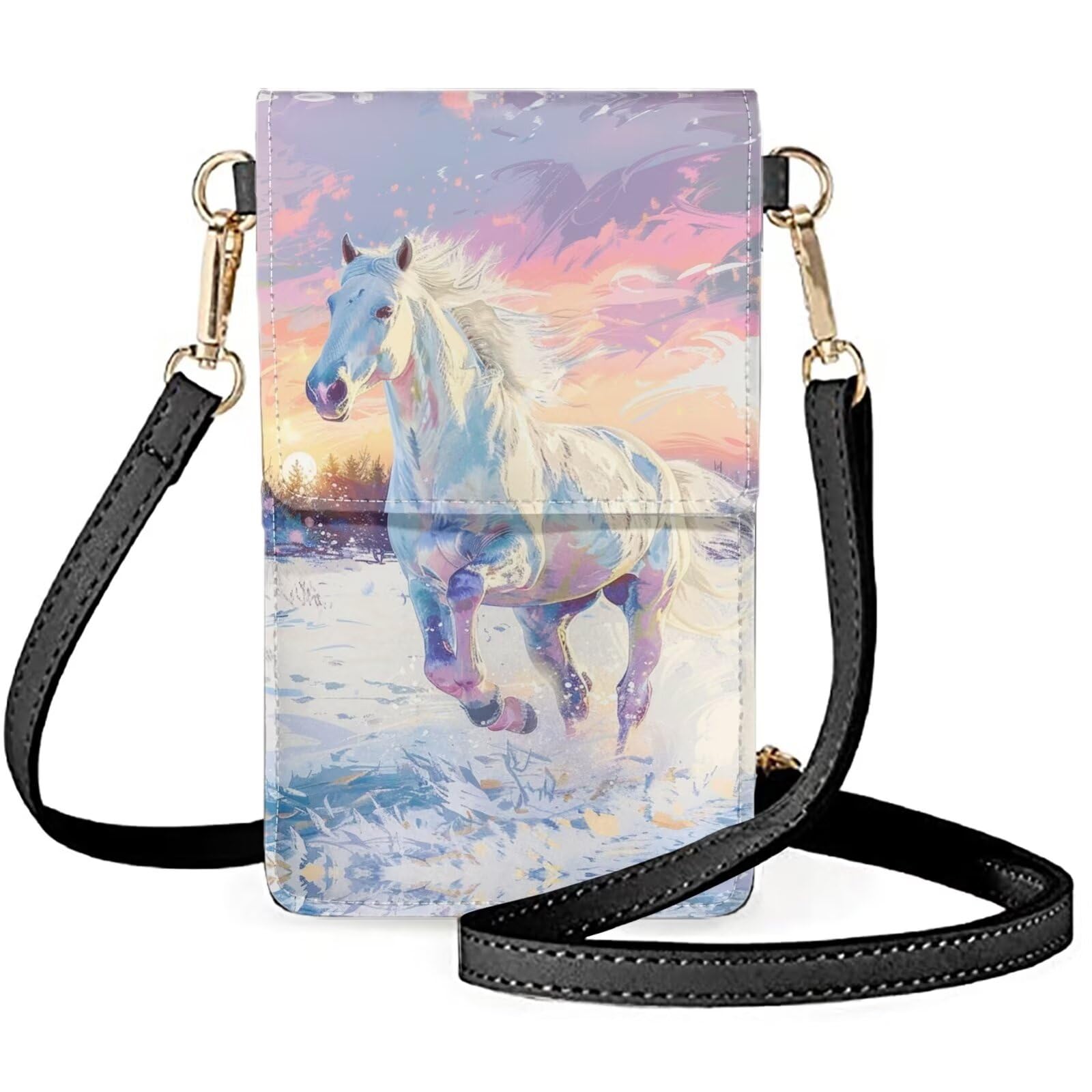 Noteligou Fantasy White Horse Small Cell Phone Bag for Men Custom Waterproof Sandproof Phone Pouch for Your Own Unique Cell Phone Dry Bag Cute and Simple Cell Phone Pouch for Kids