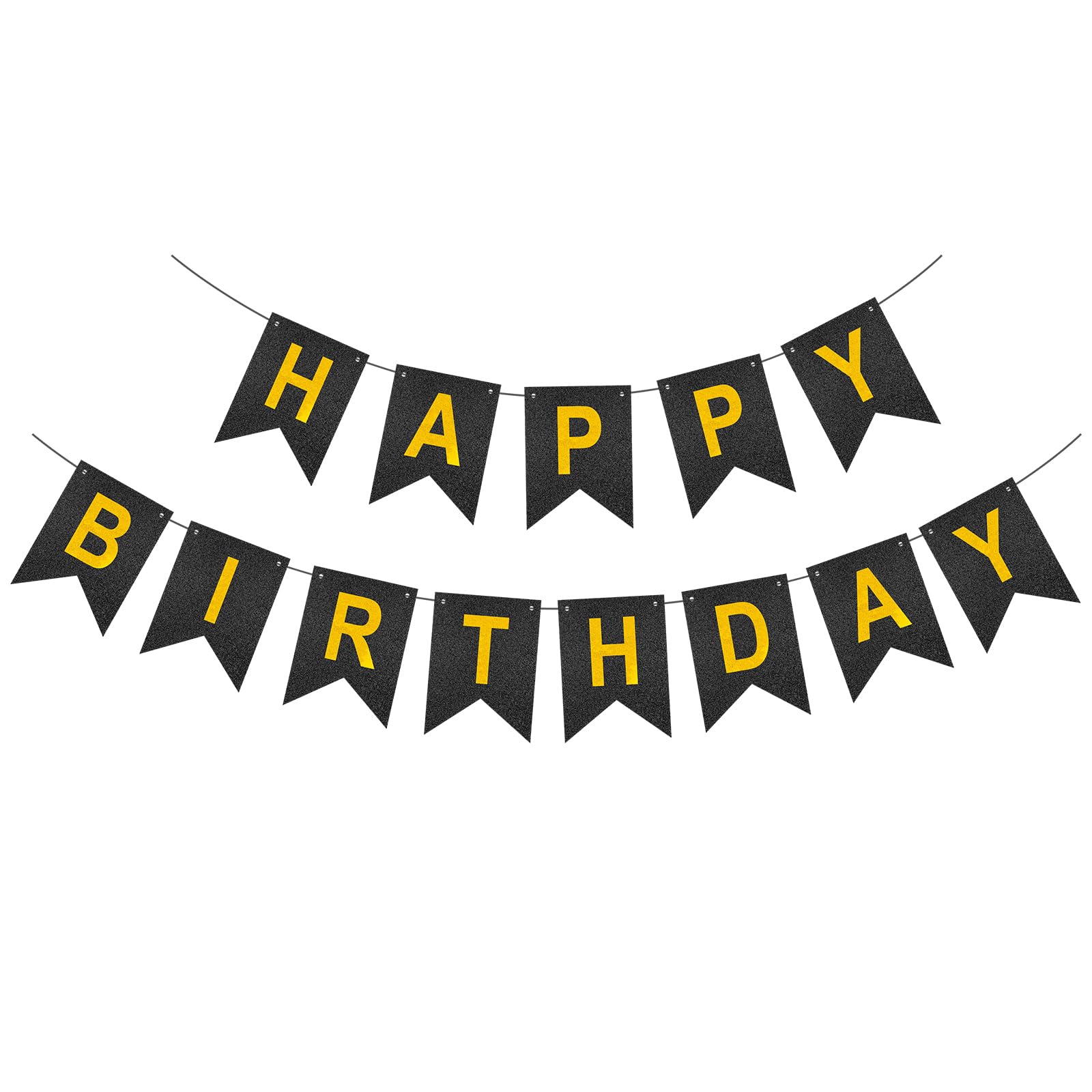 Glitter Happy Birthday Banners,Birthday Banner for Women Men, Glitter Happy Birthday Banners for Women Men Adults Party Decorations and Supplies (Black)