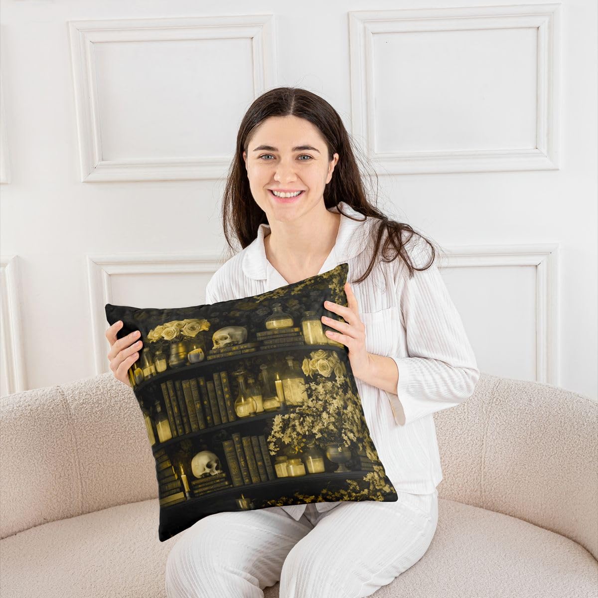 Homewish Magiczne książki, zestaw 4 poszewek na poduszkę 20 x 20