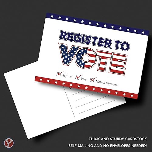 Miniatura 2 de Regístrese para votar – Tarjetas postales patrióticas en blanco para la campaña electoral de Estados Unidos | Enviable por correo, no necesita