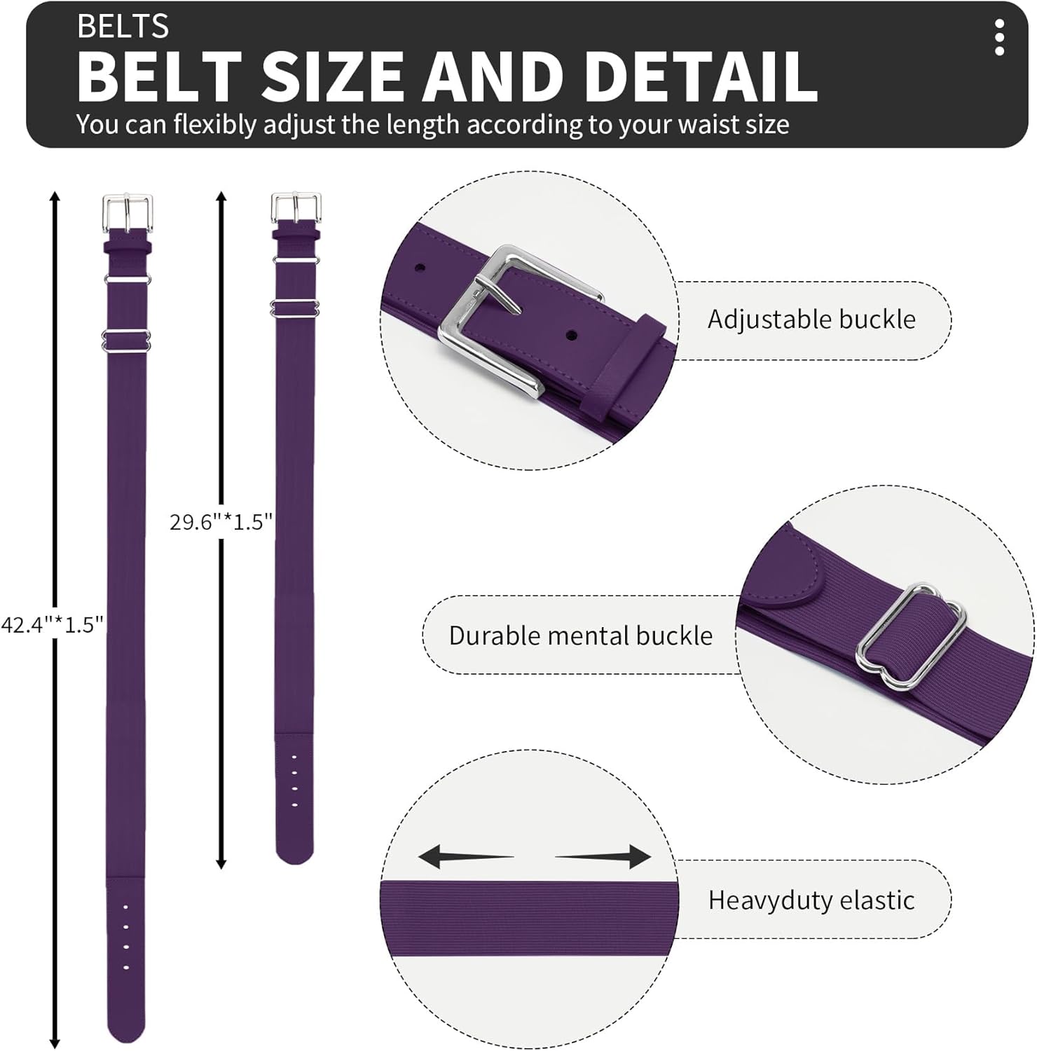 QBK 2-16Y Toddler Baseball Socks And Belt Youth Softball Tee Ball Combo Set for Boy Girl (2 Pairs of Socks & 1 Belt)