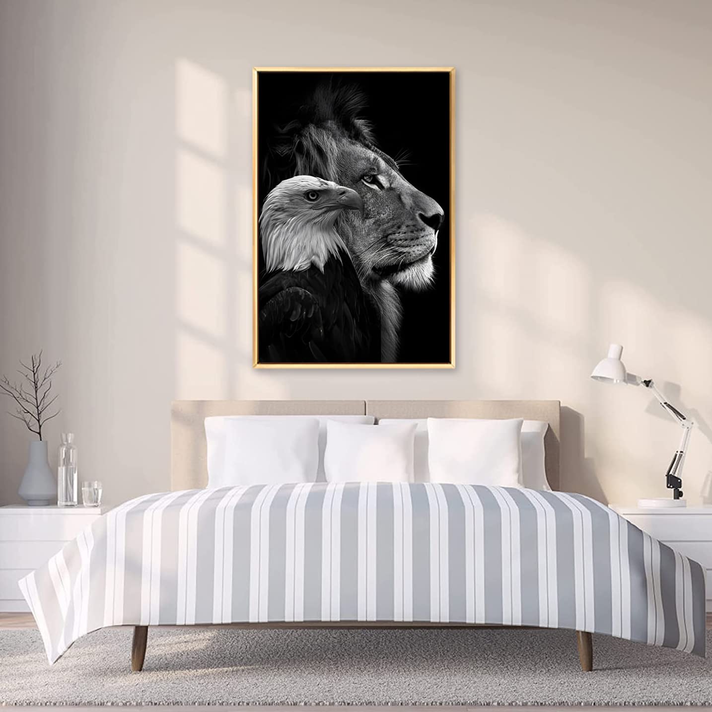 Amazon｜絵画 ライオンと鷹ですインテリア 絵画 動物ですアート