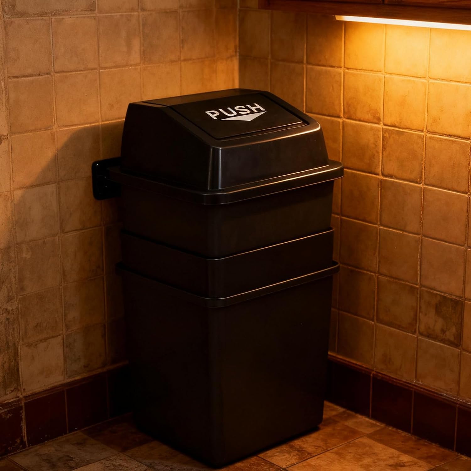 Swing Lid Trash Can Cover Plastic for Garbage Bin Kitchen Bathroom