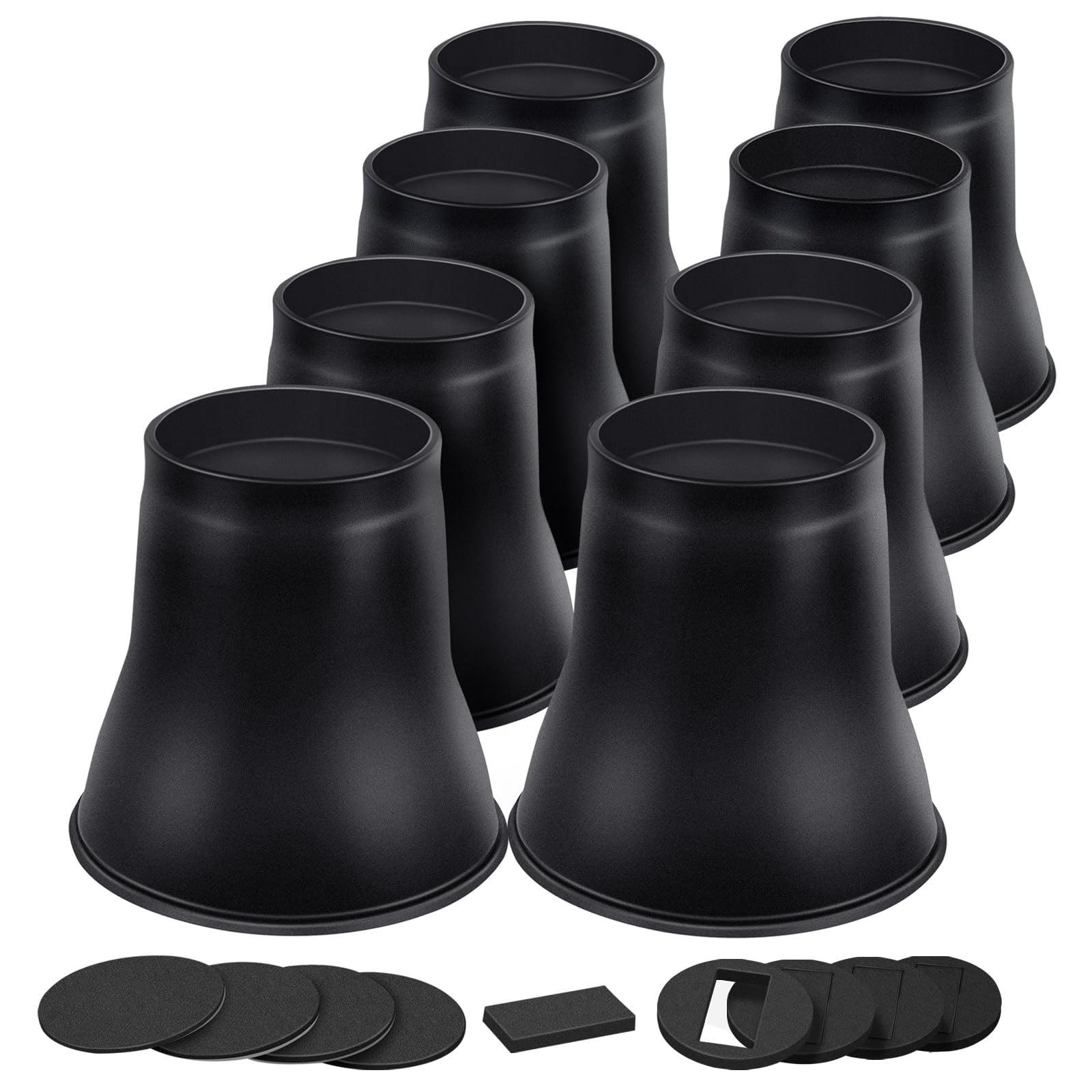 Bed Risers 6 Inch Heavy Duty, Round Furniture Risers for Bed Desk Table Sofa Couch，Bed Lifts Risers, Support up to 6000 Lbs(8 Pack Black)