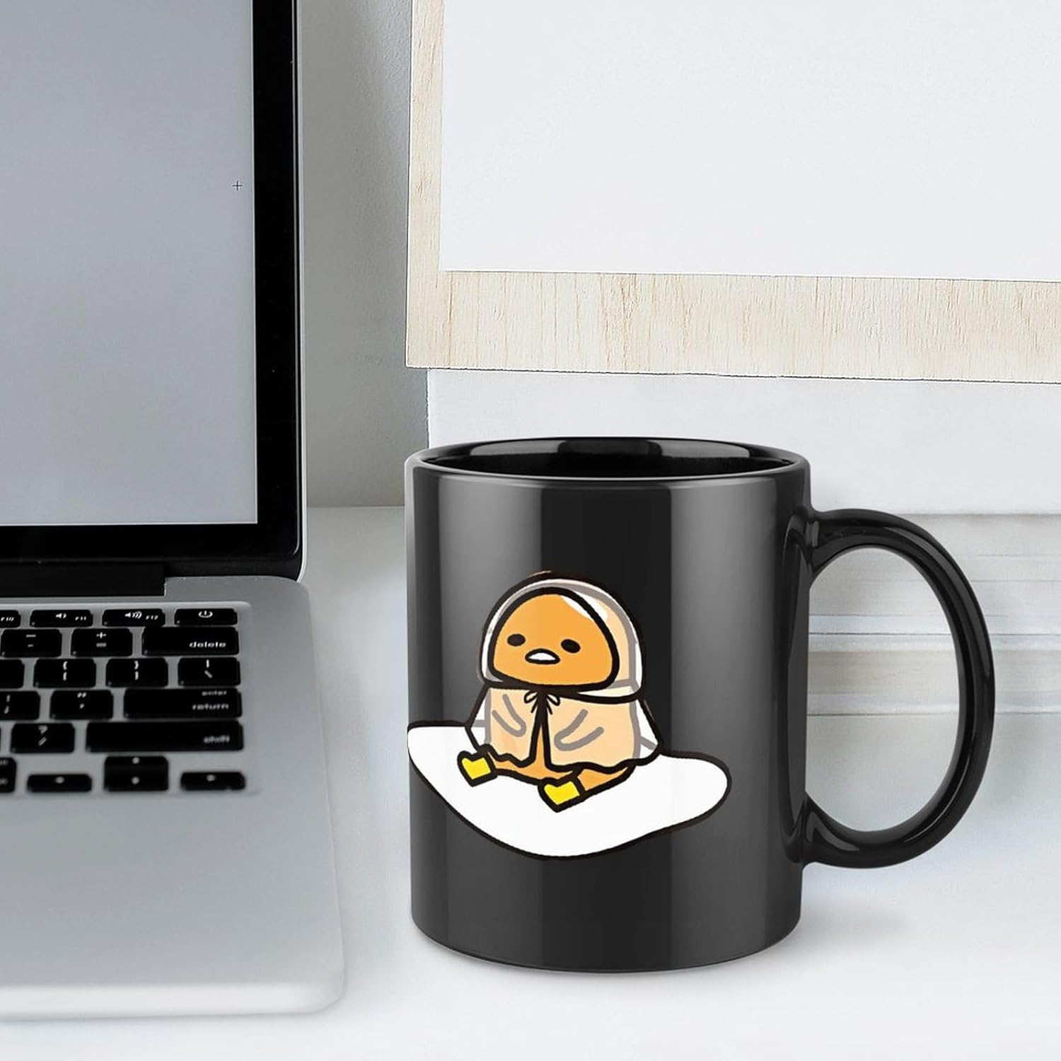 黒い マグカップ 磁器カップ ぐでたま 両面印刷 コーヒーカップ ティーカップ コップ スープカップ 水筒 お茶カップ 飲用カップ