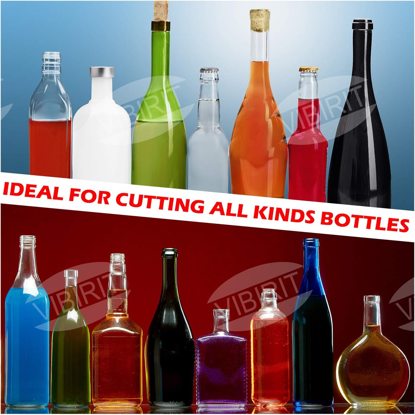 Glass Bottle Cutter, VIBIRIT Glass Cutting Tools with Accessories, DIY Wine Bottle Cutter Machine for Cutting Round or Square Glass Bottles