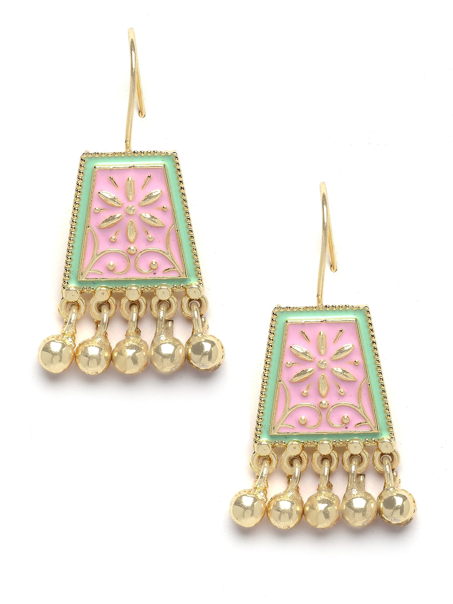 Karatcart Gold Plated Pink and Light Green Meena Drop Earring for Women (B0CJVB9RSM) Amazon Price History, Amazon Price Tracker