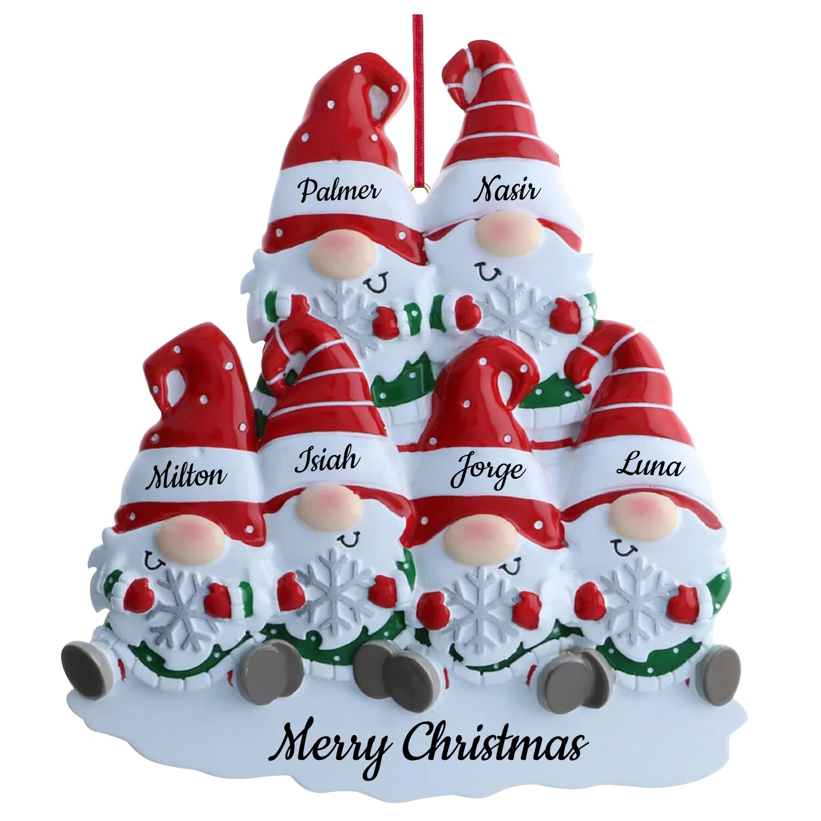 Adorno de Navidad Personalizado, Familia de 6 Adornos de Navidad 2024, Nombre de Miembro de la Familia Adorno de poliresina Personalizado para la decoración del árbol de Navidad