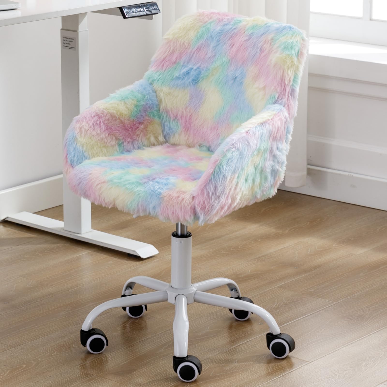 Rainbow Fuzzy Desk Stool Fluffy Rainbow Chair Rainbow Plush