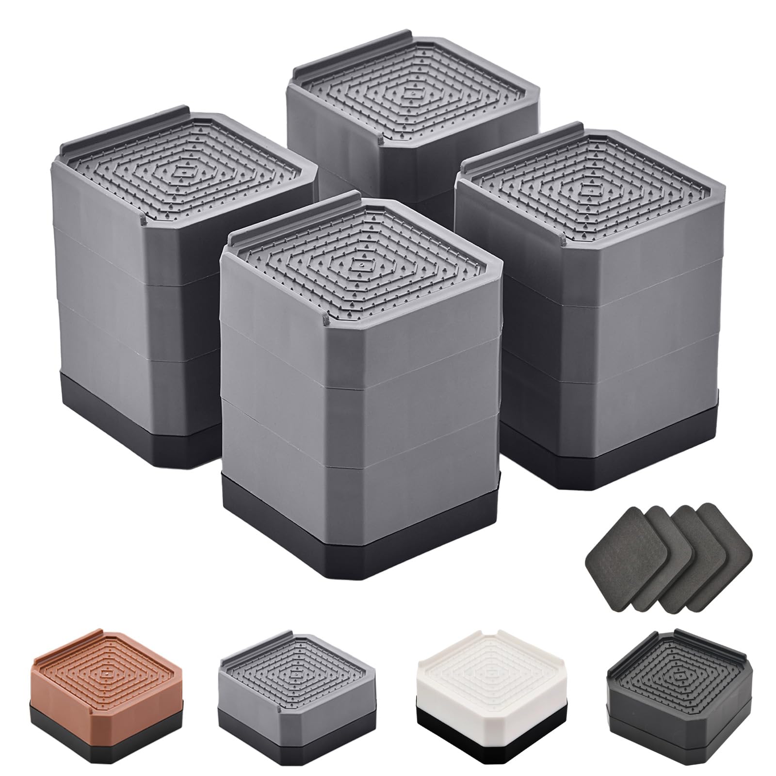 EclatBain Adjustable Bed Risers 3&amp;4.3 Inch, 4000 lbs, 4 Pack Gray
