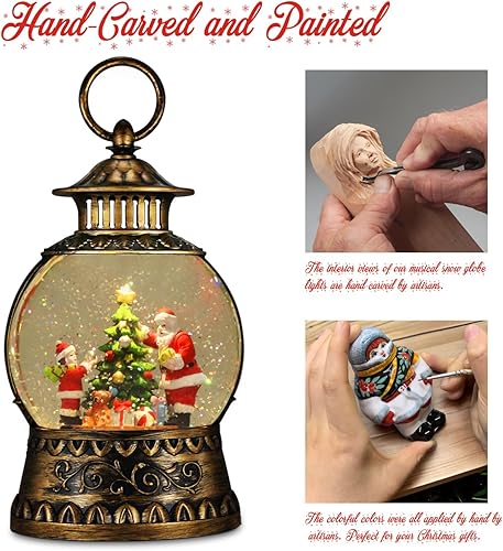 Miniatura 21 de Globo de Nieve Cardinal, Globo de Nieve Musical de Muñeco de Nieve Navideño tipo Linterna con Luces con Temporizador de 6H a Batería y Alimentado