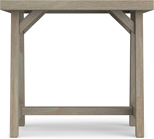 Miniatura 140 de SIMPLIHOME Sawhorse - Mesita de noche de madera maciza de 24 pulgadas de ancho, moderna, industrial, color gris envejecido, para sala de estar y