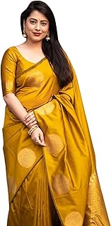 c j enterprise Womens Pure Banarasi Soft Silk Saree Kanjivaram Style Sarees With Blouse Piece For Wedding (KeriGola-51)-picture-22