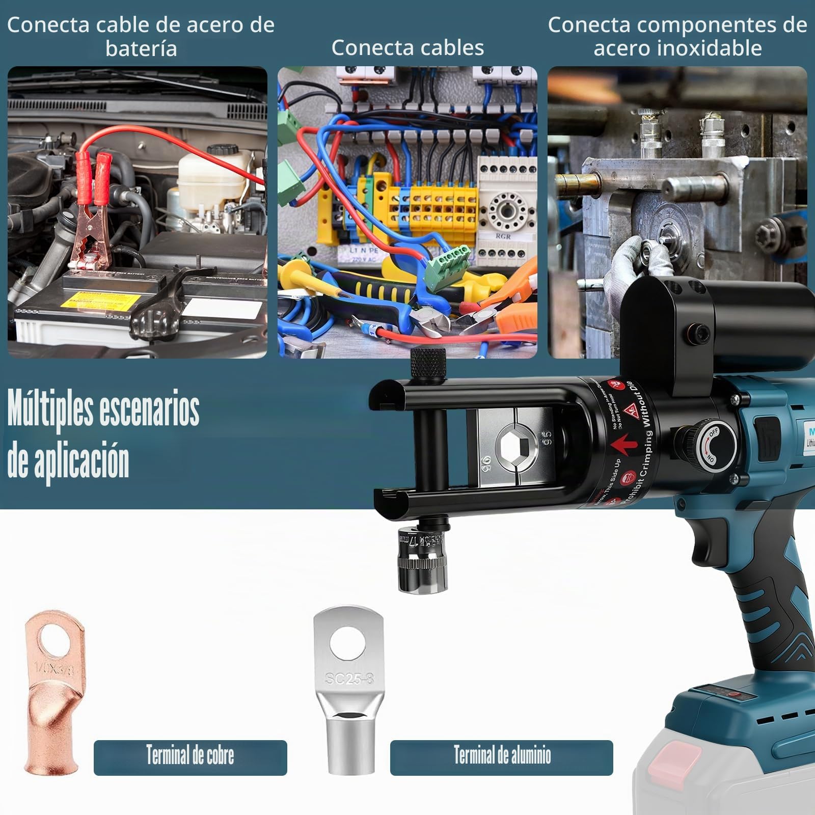 Makita 18V Crimpadora Hidráulica Eléctrica 16-300 mm² Cobre 10-240 mm² Aluminio