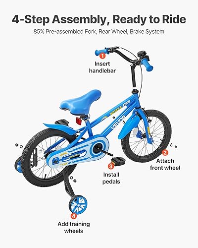 Miniatura 6 de VEVOR Bicicleta para Niños, 14/16/18 Pulgadas Bicicleta Infantil Estilo BMX, Ruedas de Entrenamiento Incluidas, Resistente y Fácil de Ensamblar,