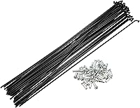 Vista 14 de X AUTOHAUX 40 piezas 14G J Bend 0.079 in bicicleta radios con pezones acero negro