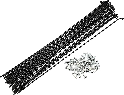 Miniatura 14 de X AUTOHAUX 40 piezas 14G J Bend 0.079 in bicicleta radios con pezones acero negro