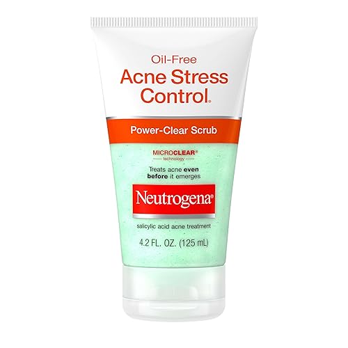 Neutrogena Oil-Free Acne Stress Control Power-Clear Scrub, 2% Salicylic Acid for Acne-Prone Skin, Exfoliating Daily Facial Scrub, 4.2 fl. oz