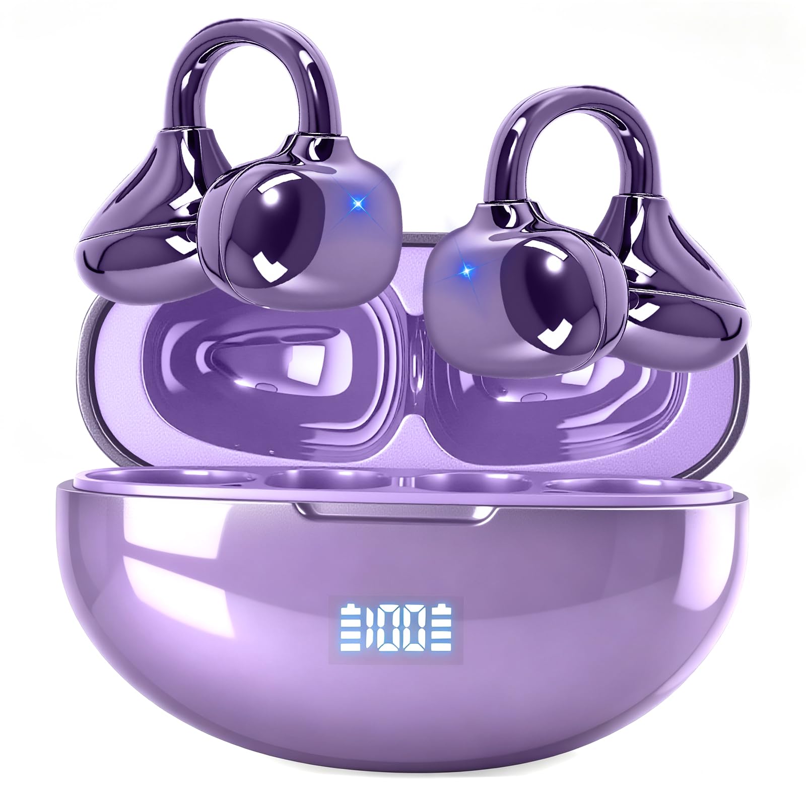 Pearl Clip Ear Open Earbuds, Bluetooth 5.4 Headphones, IPX7 Waterproof Headsets, Clip on Earphones with Microphone, Suitable for Small Ears, Sports and Running, Exercise(Purple) 3