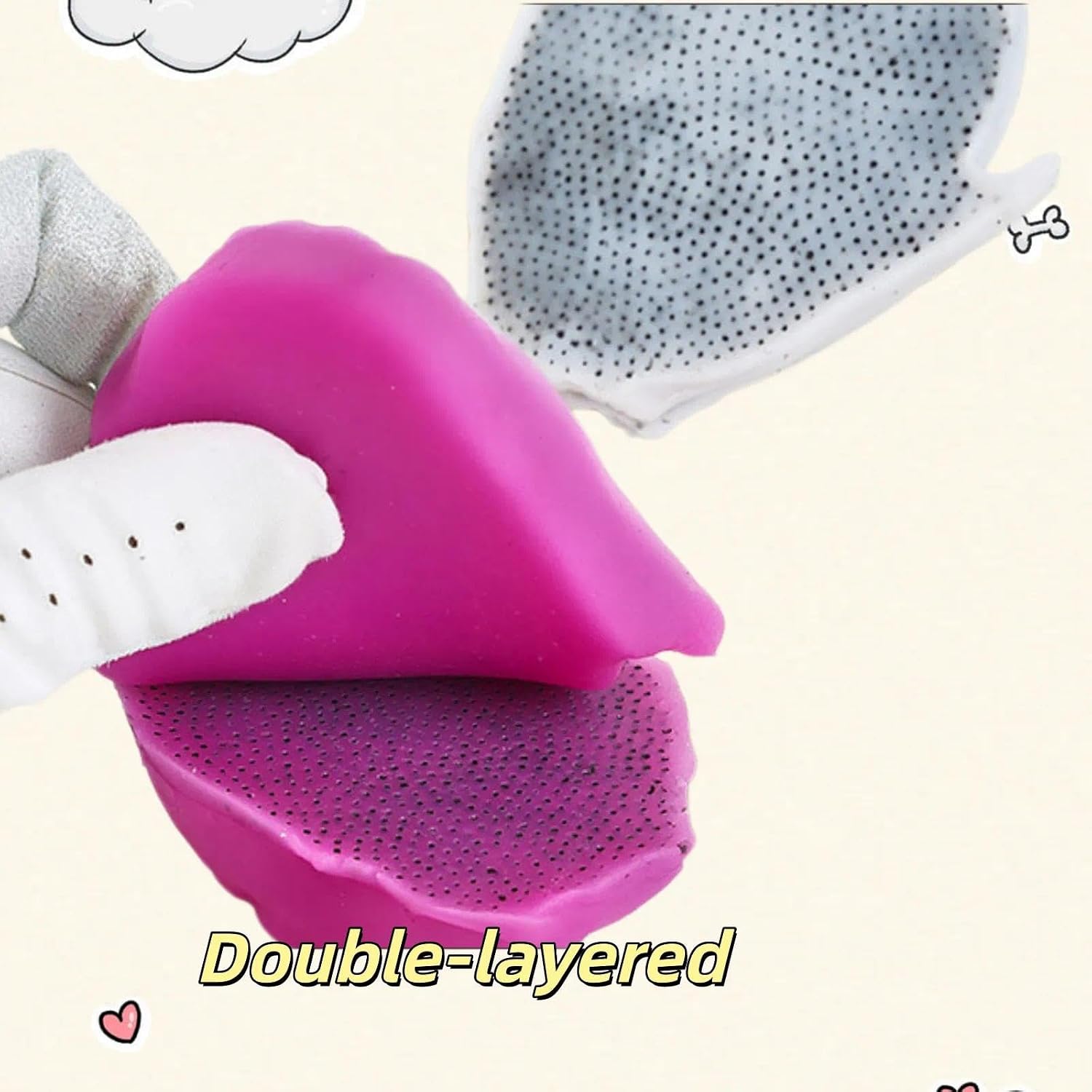 Dragon Fruit Pimple Popping Toy, Double Layer Dragon Fruit Seed Picking Fidget with Tweezers for Adults, Silicone Pickable Seed Toy with 3000+ Seeds