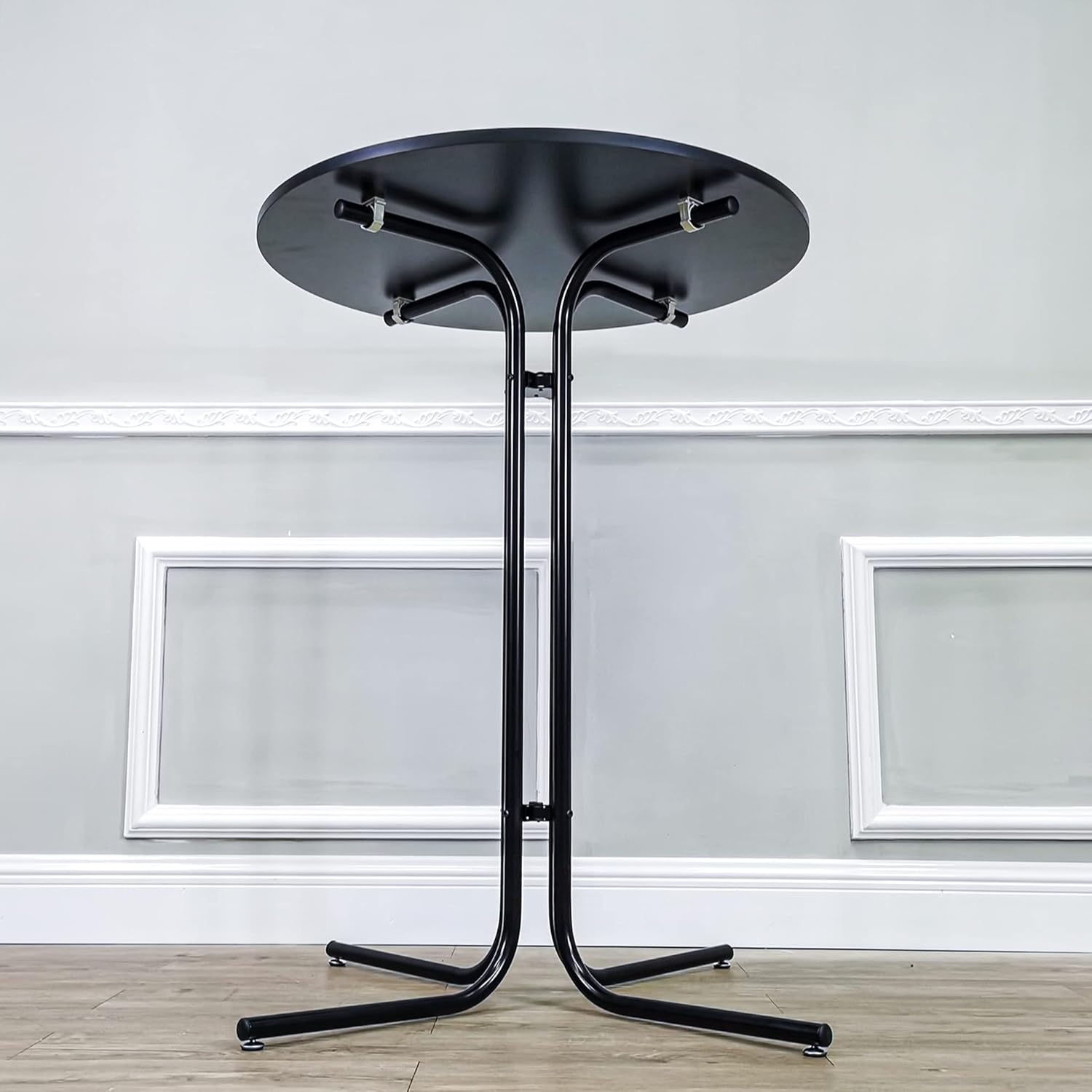 FixtureDisplays® 31.5" Diameter 42" Tall Cocktail High Table Easy Fold Black Party Tradeshow Mobile Desk 119990-NPF