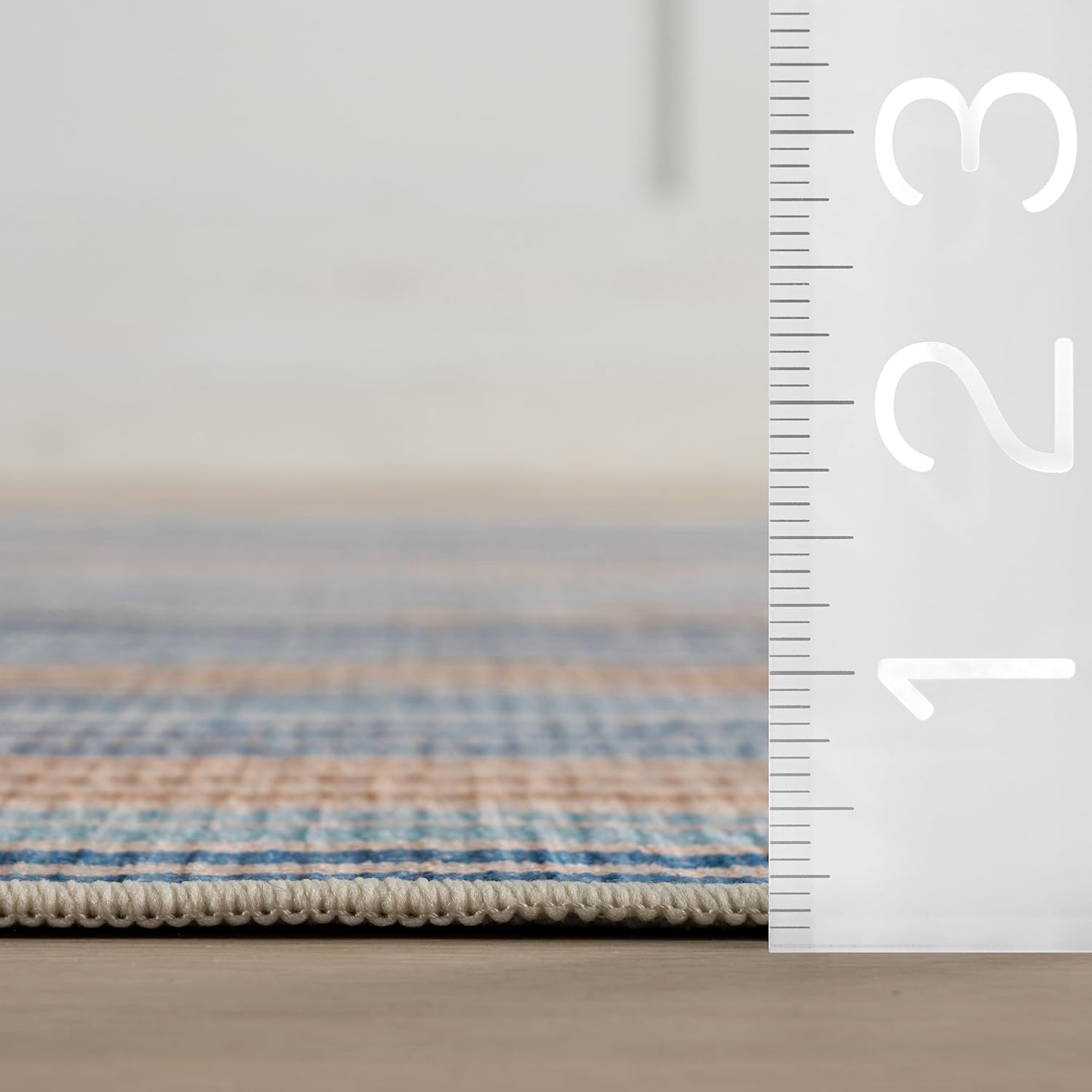 Dash & Albert Tyne Blue Machine Washable Rug, Runner-2.5 X 8 Feet, Blue/Tan Stripe Pattern