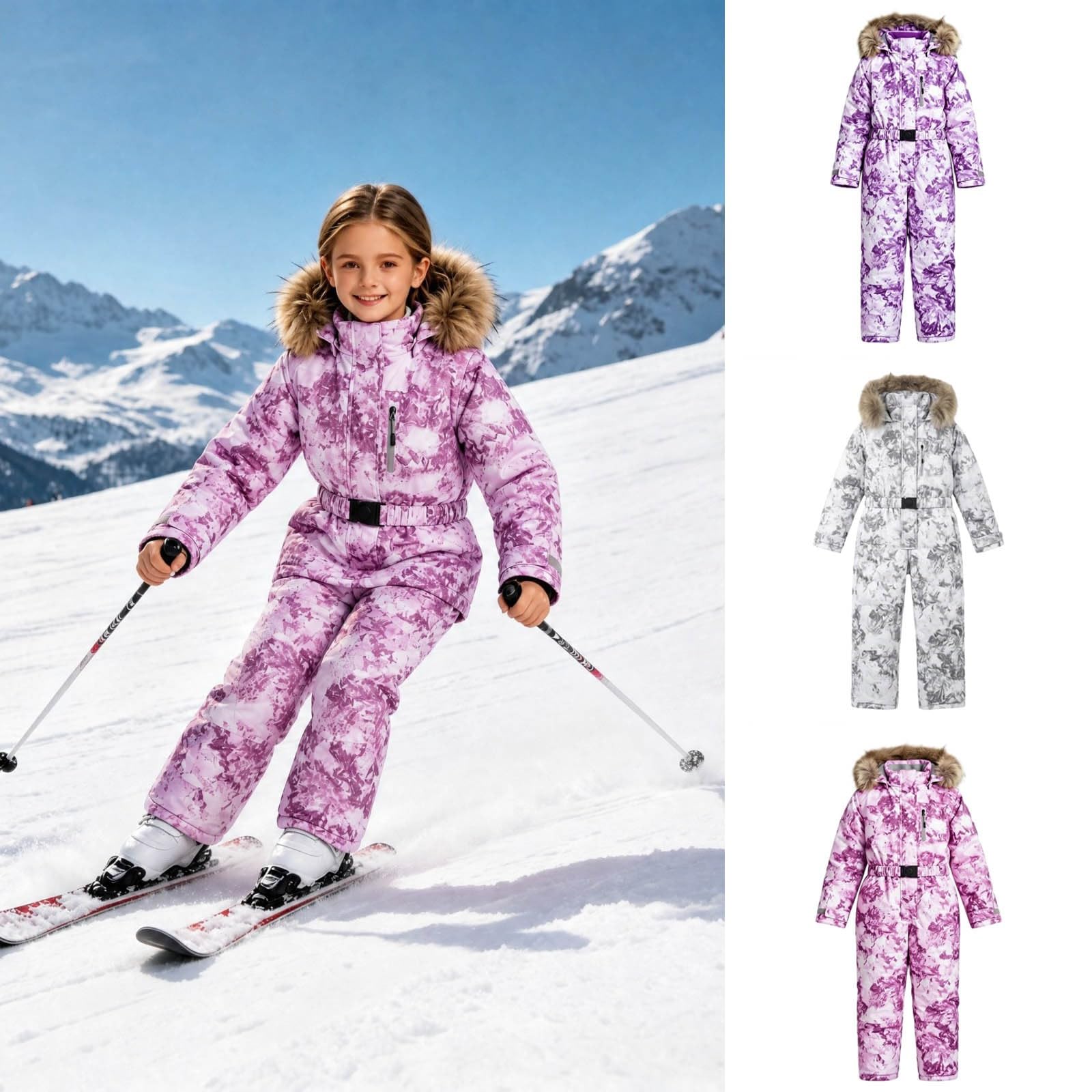 Skianzüge für Mädchen Schneeanzüge Wasserdicht Overall Winddicht Skioverall