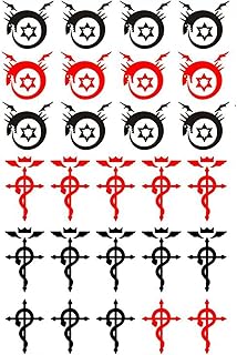 AwwwCos Fullmetal Alchemist Halloween Cosplay Temporary Tattoos Edward Elric Tattooing Body Stickers for Costumes 4CM/5CM