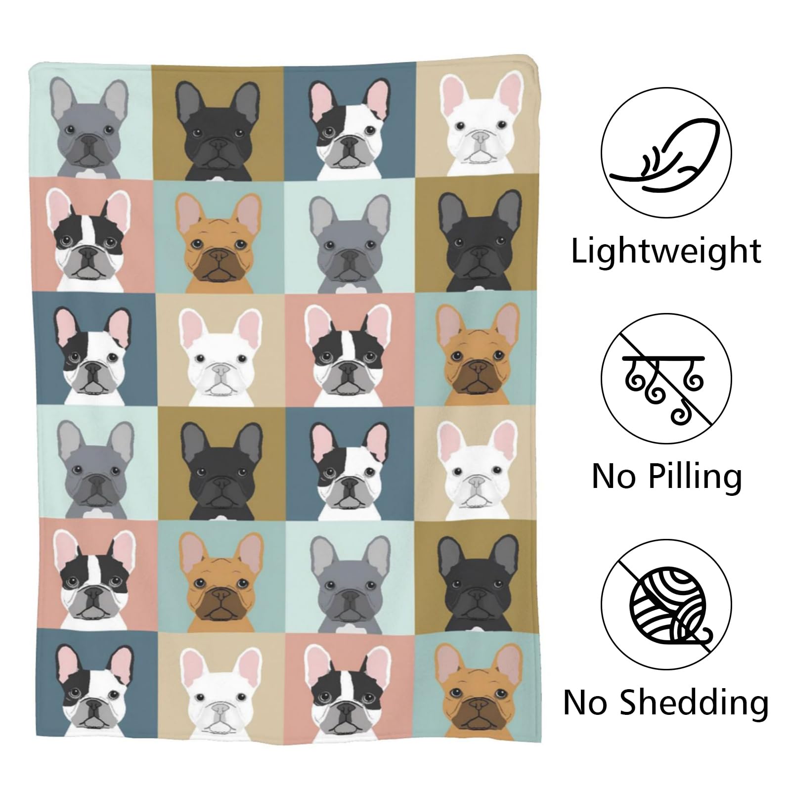 Newhomestyle French Bulldog Throw Blanket, Super Soft Anti-Pilling Bulldog Dog Flannel Blanket - Image 3